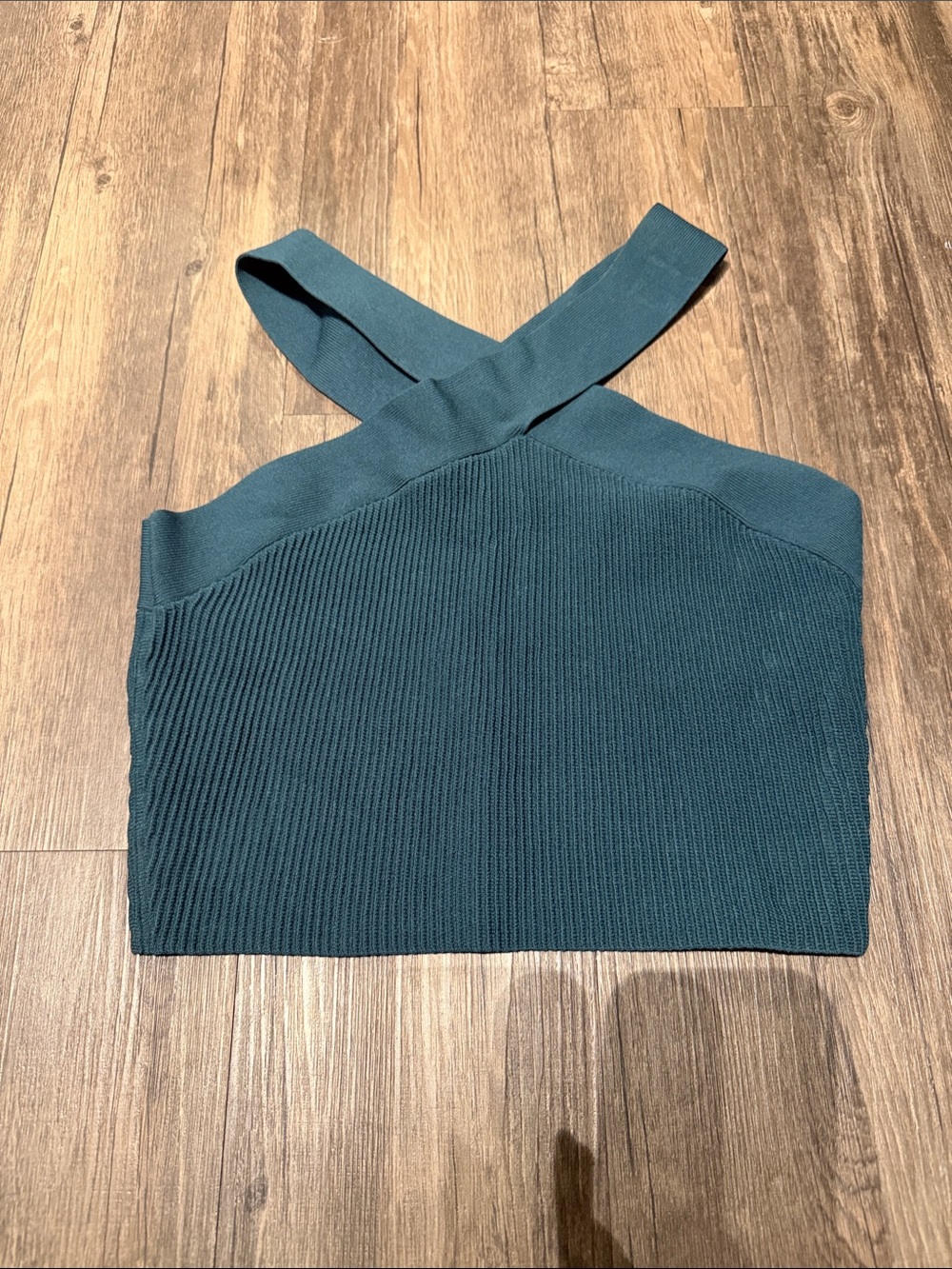 Cross-Strap Ribbed Tank Top - Teal